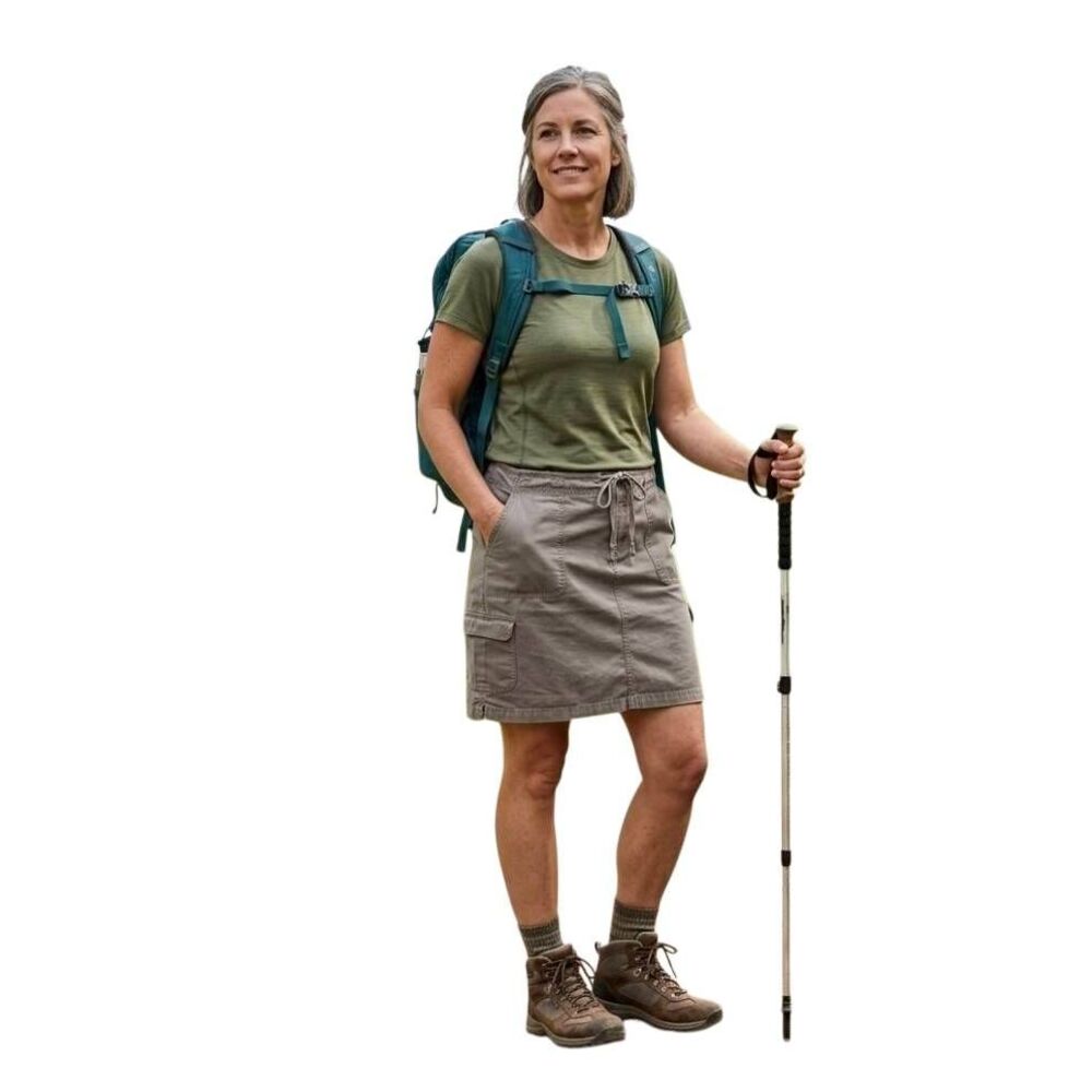 Cabela's Khaki Gray-Green Heavy Cotton Hiking Cargo Skort Skirt, Size 18